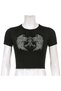 Sevunera Winged Diamond Printed Black Colored Crop