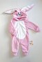Girl's Pink Cotton Rabbit Jumpsuit - 2
