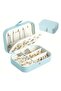 Luxury Rectangular Jewelry Box 3 Compartments Jewelry Organizer Ring Earring Necklace Travel Organizer Blue