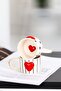 Set of 2 Mugs with Dots and Hearts Inside the Line / Handmade Ceramic Set of 2 Mugs - 2