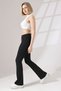 Black Women's Zipped Spanish Leg Sports Tights Firming Recovery Athlete Bootcut Leggings - 3