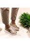 Women's Gold Genuine Leather Sports Sneaker Lace-Up Daily Use Soft Lightweight & Comfortable Sole - 3