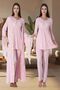 Effortt Pink Maternity Pajama Set with Dressing Gown
