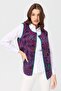 Women's Crew Neck Ivy Patterned Wool Vest Light Purple - 8