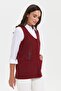 Women's V-Neck Pocket Embroidered Wool Vest V.Red - 5