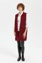 Women's Polo Neck Open Front Embroidered Long Wool Vest V.Red - 2