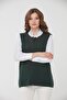 Women's Crew Neck Daisy Embroidered Wool Vest Green - 4