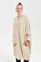 Women's Stand Collar Poncho with Embroidered Sleeves and Pockets - 7