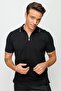 Men's Zippered Polo Neck T-shirt Black - 5