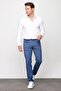 Men's Elastic Waist 5-Pocket Cotton Trousers Blue