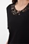Women's Crew Neck Sleeves and Collar Patterned Combed Cotton Dress Black - 6