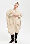Women's Stand Collar Poncho with Embroidered Sleeves and Pockets - 6