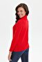 Women's Degaje Collar Seamless Front Thessaloniki Knitted Wool Sweater Coral - 3