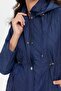 Women's Hooded Waist-Tie Short Quilted Coat Navy Blue - 6