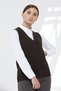 Women's Steel Knit Pocket Zippered Plain Knitwear Vest Dark Brown - 7