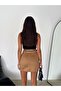 WOMEN'S MINI LENGTH SUEDE SKIRT WITH BELT, ABOVE THE KNEE - 5