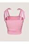 Light Pink Bowknot Summer Wide-Strap Cropped Top - 2