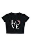 Love Cat مطبوعة باللون الأسود Crop Sevunera - 2