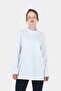 Serka - White Women's Crew Neck Long Sleeve Oversize Basic