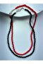 Women's Double Black & Red Color Bead Necklace