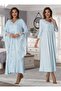 Effort Blue Spanish Sleeve Maternity Nightgown Set with Dressing Gown 3010