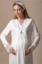 Cotton Maternity Nightgown with Hidden Breastfeeding Feature Effortt - Ecru - 5