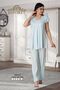 Effortt 5012 Maternity Pajama Set with Sleeves and Lace Collar - 2