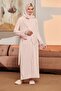 Maternity Nightgown Set with Soft Textured Abaya - Pink