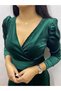 Belted Midi Length Double Breasted Collar Velvet Dress - 4