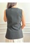Women's Black Long Vest - 3