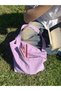 Lilac Linen Cloth Bag, Eco-Friendly Cloth Bag, Hand and Shoulder Bag with Pocket Detail - 7