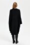 Women's Stand Collar Sleeve and Pocket Embroidered Poncho Black - 5