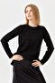 Women's Crew Neck Brass Knitted Blouse Black - 6