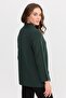 Women's Polo Collar Pocket Zippered Wool Cardigan Green - 4