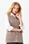 سترة نسائية ذات ياقة صفر على الكتف وجيب وغطاء مطرز بأزرار V.beige - 4