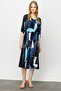 Women's Crew Neck Striped Colorful Patterned Combed Cotton Dress Navy Blue - 6