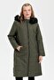 Women's Hooded Fur Long Quilted Coat Green - 2
