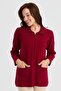 Women's Polo Collar with Lace Embroidered Wool Cardigan - 2