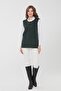 Women's Crew Neck Daisy Embroidered Wool Vest Green - 2