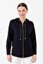 Women's Hooded Sweat with Buttons on the Sides Navy Blue - 6