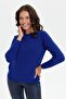 Women's Zero Collar Seamless Skirt and Long Sleeve Elastic Wool Sweater K.S.Blue - 7