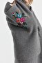 Women's Knitwear Brass Knitted Embroidered Wool Shawl Smoked - 4