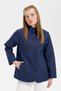 Women's Short Quilted Jacket with Snap Fasteners on the Front and Onion Pattern, Navy Blue - 5