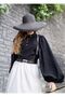Black Balloon Sleeve Vintage Shirt - 2