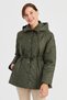 Women's Hooded Waist Tied Quilted Coat Khaki - 4