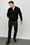 Men's Stand Collar Steel Knit Wool Knitwear Coat Black - 5