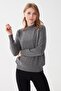 Women's Half Turtleneck Classic Blouse Smoked - 3