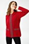 Women's Polo Collar Zipper Cardigan Cherry Rotten - 7