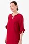 Women's Collar Chain Accessory Linen Dress Red - 5