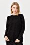 Women's Crew Neck Brass Knitted Blouse Black - 8